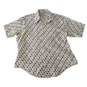 Vintage Kmart Men's Permanent-Press Shirt Nautical Long‎ Collar FLAWS 70's Large